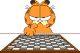 Garfield playing draughts