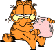 Garfield eating a heart