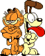 Garfield en Odie stand together