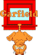 Garfield hanging out of the window