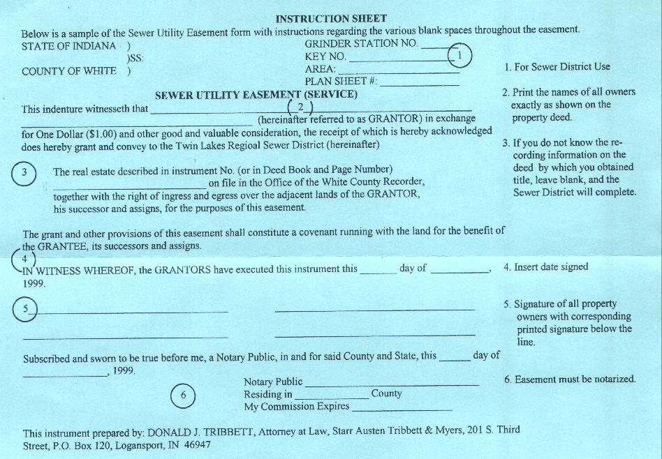 Instruction Sheet for the Service Lateral Easement Form