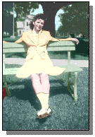 Dixie Lee (Larry Eugene's sister) sitting on a park bench