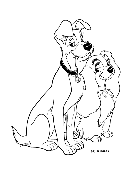 lady and the tramp coloring pages - photo #12