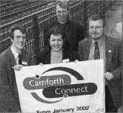 Staff at Carnforth Connect, from left: Stephen Carpenter co-ordinator; Donna Adler-Connor, senior service co-ordinator; Richard Watts from Lancashire County Council and Bob Hines from First North Western.