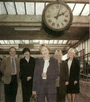 Brief encounter: Minister for Tourism, Janet Anderson,(centre), during her visit to Carnforth Railway Station, with, from left: Chief executive for Film and Television in the North West, Andrew Patrick; Morecambe and Lunesdale MP Geraldine Smith; leader of the Independent Group, Coun Tricia Heath and chairman of the tourism committee, Coun June Ashworth. 
