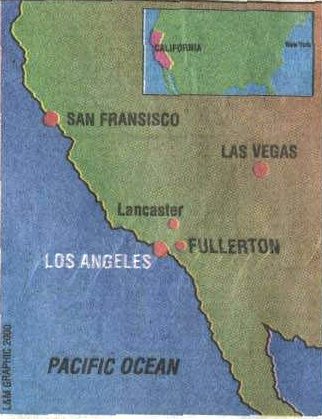Map shows position of  Fullerton