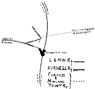 Sketch Map of lines around Carnforth