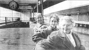 Alf Burgess, Elaine Maudsley and Leila Wildman return to Carnforth Station where they played extras alongside the stars. Picture: Nigel Slater
