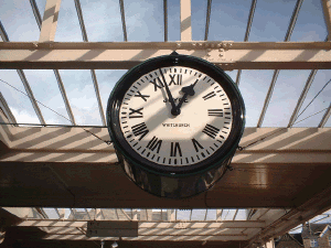 The Carnforth Station "Brief Encounter" clock, after its recent refurbishment. Photo Paul Morris-Munro