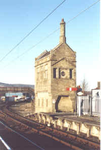 The 1880 Carnforth Station Junction signalbox, now only used as storage space, whilst the "new" signalbox (1903) controls the trains.