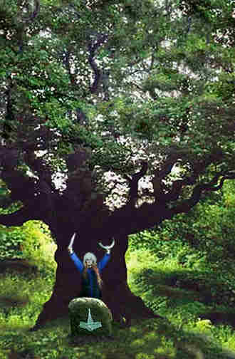 A blot (offering) to Thor at His harrow (altar of stones)  beneath a mighty oak (a tree sacred to Thor).