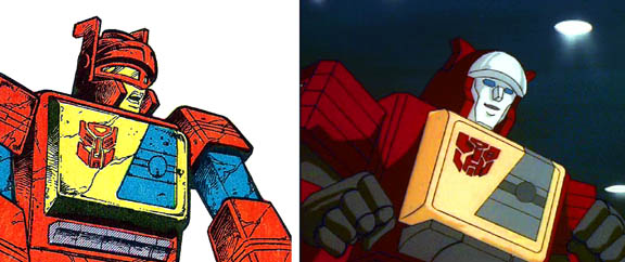Blaster: Marvel Comics (Left) and Sunbow Cartoon (Right)