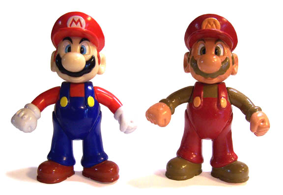 Mario: Original Toy (Left) and Repaint (Right)