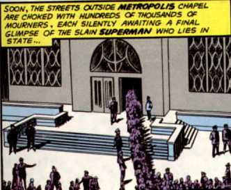 [One of Superman's funerals.]