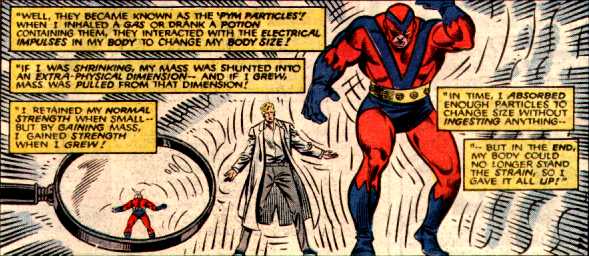[Hank Pym explains his loss of super-powers.]