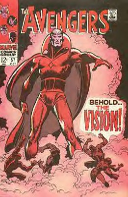 [The classic first appearance of the Vision.]