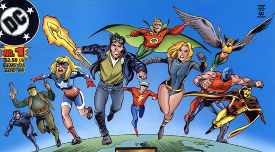 [A super-team finally comes of its own, generations after its founding.]