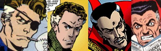[The clasic, not particularly natural, patterns of comics hair graying.]