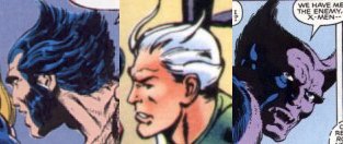 [The winged hairstyles so common to Marvel Comics.]