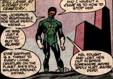 [An excellent Gil Kane / Don Simpson treatment of John Stewart in a thoughtful mode.]