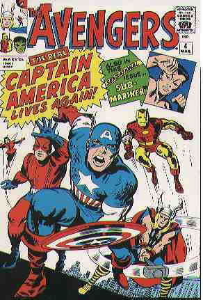 [Kirby celebrates the return of his creation Captain America.]
