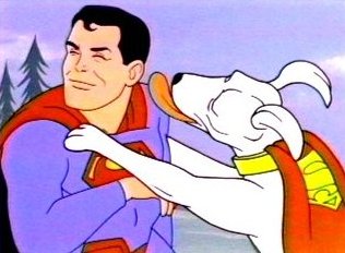 [Superboy and Krypto from a sixties cartoon feature.]