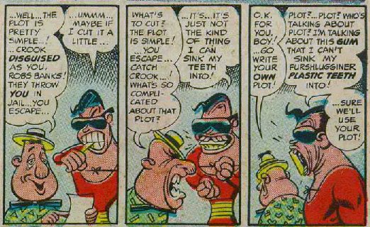 [Mad Comics mocks the doomed Plastic Man.]