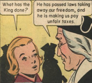 [A sanitized kind of history appeared in educational comics.]