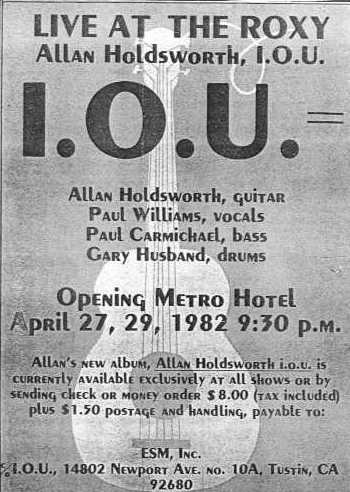 IOU's first 
outing to the US, 1982.