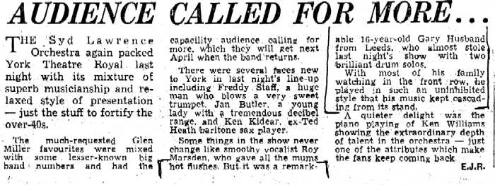 Taken from the 
Yorkshire Evening Post, 8th Nov 
1976.