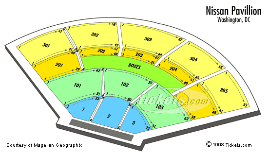 Nissan pavilion seating chart row #9
