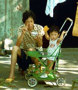 Grandparents baby sit, while parents work.