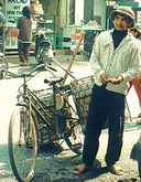 Cycle hawker by travel agents.