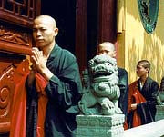 Monks going to their prayers