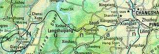 Map shows position of Huai Hua to the south-west of Changsha.