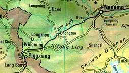 Map shows position of Pingxiang.