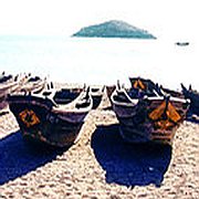 Beached rowing boats