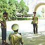 Chinese soldiers at Friendship Gate, Pingxiang