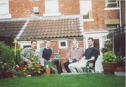 Reunited once more: Iain's house, Bath, 15 June 2001. Moments later, Stuart was almost strangled to death by the Triffid.