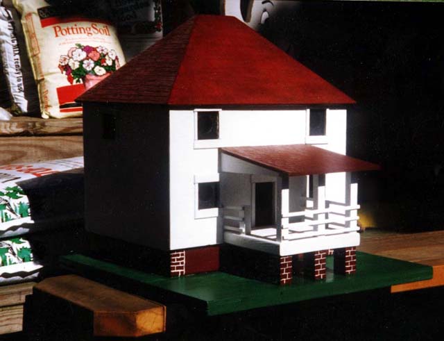 Painted Birdhouse With Stained & Sealed Cherry Roof.  Multi-Level For 4 Nests.