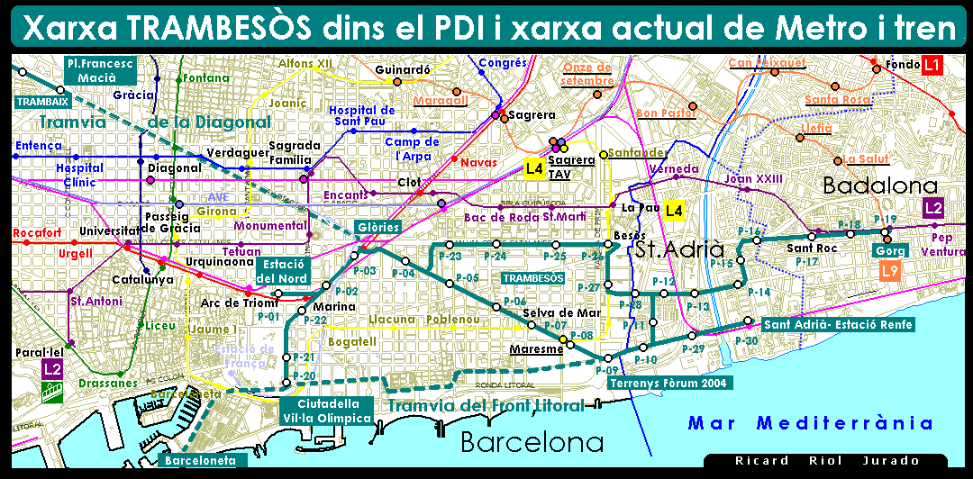 Éstas serán las diferentes líneas que integrarán el sistema del Trambesòs. (Plano: Ricard Riol)