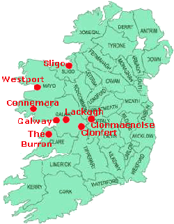 Our Destinations: Lackagh, Galway, Connemara, The Burren, Clonmacnoise, Clonfert, Westport and Sligo