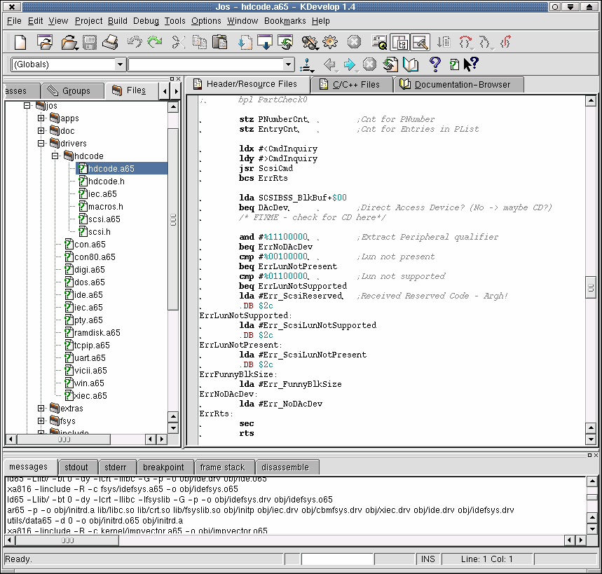 KDevelop loves C64 assembler!