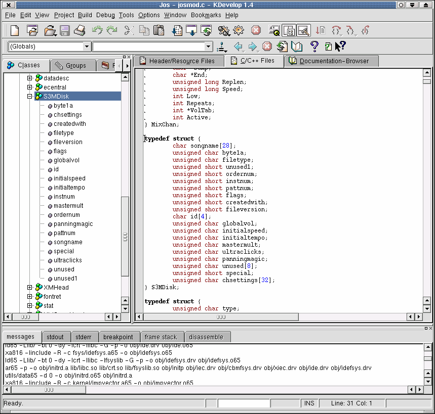 One IDE for C and asm