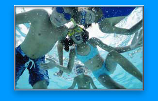 group of students underwater