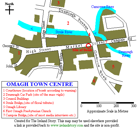 Map of Omagh town centre [11kB]