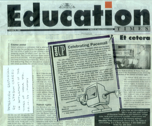 This is the editorial in the Education Times. Click here to see what is written in it.