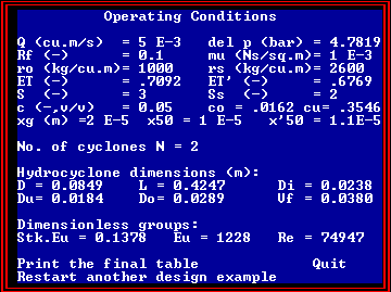 Operating conditions