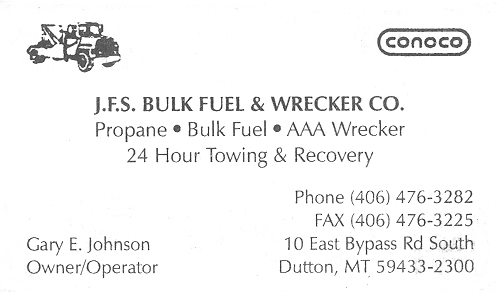 JFS Bulk Fuel and Wrecker Co. Business Card