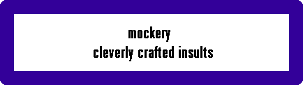 mockery 
 cleverly crafted insults